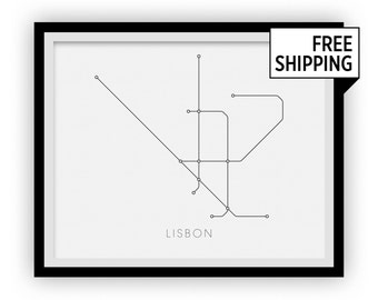 Lisbon Subway Map Print - Lisbon Metro Map Poster