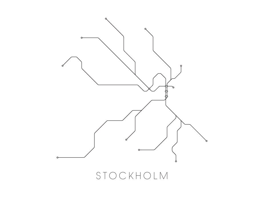 Stockholm Subway Map Print - Stockholm Metro Map Poster - Etsy