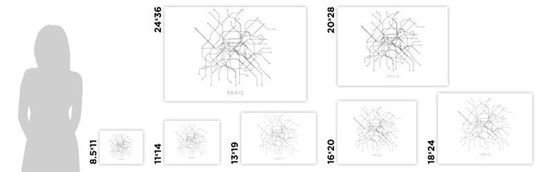 Paris Subway Map Print Paris Metro Map Poster image 4