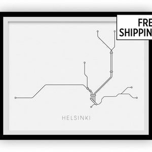Mapa metra w Helsinkach Print-Mapa metra w Helsinkach plakat