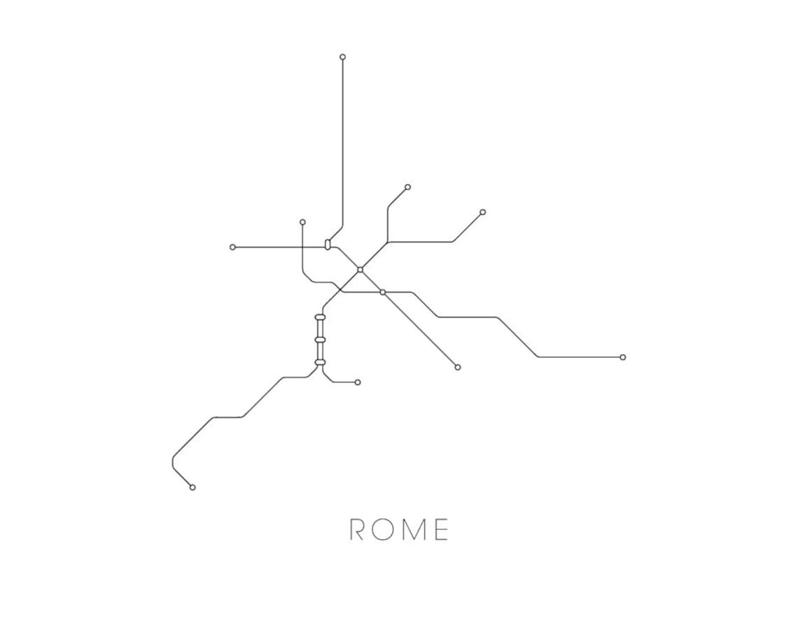Rome Subway Map Print - Rome Metro Map Poster - Etsy