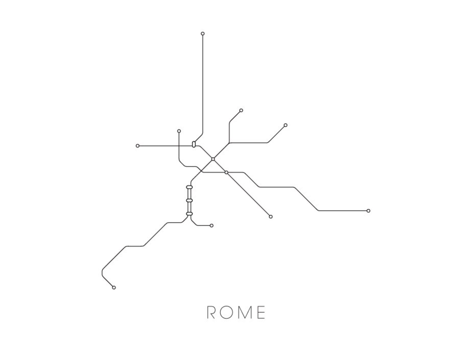 Rome Subway Map Print Rome Metro Map Poster Etsy