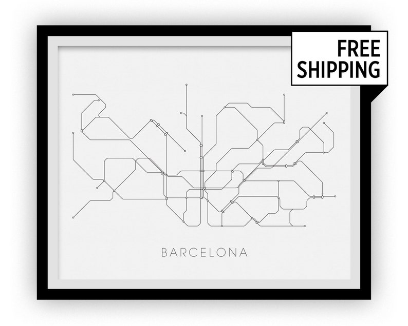 Barcelona Subway Map Print Barcelona Metro Map Poster - Etsy