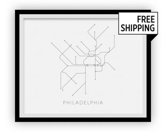 Philadelphia Print der U-Bahn-Karte - Philadelphia Metro Karte Poster