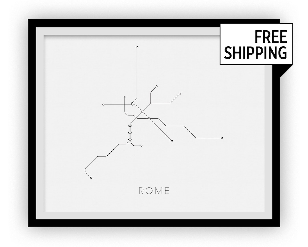 Rome Subway Map Print Rome Metro Map Poster Etsy