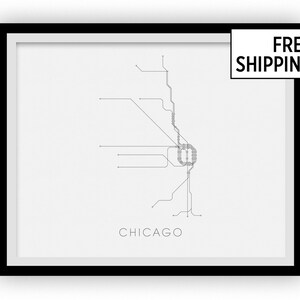 Chicago Subway Map Print - Poster de plan du métro de Chicago
