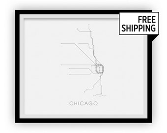Chicago U-Bahn Karte Drucken - Chicago Metro Karte Poster
