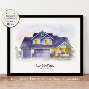 Custom House Portrait / Realtor Closing Gift / Housewarming Gift / New Home Gift / Personalized House Sketch / Watercolor Home Portrait