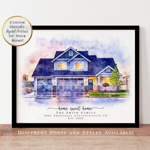Custom House Portrait / Realtor Closing Gift / Housewarming Gift / New Home Gift / Personalized House Sketch / Watercolor Home Portrait