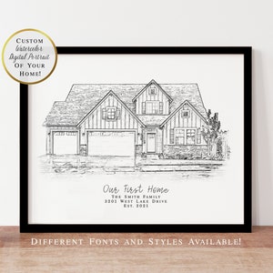 Custom House Portrait / Realtor Closing Gift / Housewarming Gift / New Home Gift / Personalized House Sketch / Watercolor Home Portrait