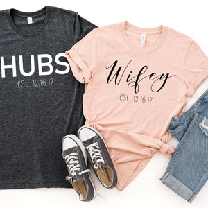 Hubs and Wifey / Wedding Shirts / Husband and Wife Shirts / Honeymoon Shirts / Just Married Shirts / Couples Shirts / Matching Shirts