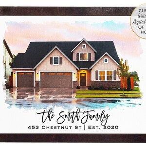 Custom House Portrait / Realtor Closing Gift / Housewarming Gift / New Home Gift / Personalized House Sketch / Watercolor Home Portrait