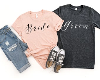 Bride and Groom Shirts / Custom Wedding Shirts / Husband and Wife Shirts / Honeymoon Shirts / Just Married Shirts / Couples Matching Shirts