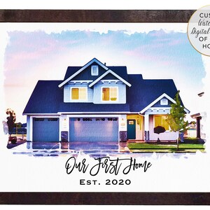 Custom House Portrait / Realtor Closing Gift / Housewarming Gift / New Home Gift / Personalized House Sketch / Watercolor Home Portrait