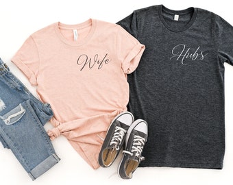 Camisas de marido y mujer / Camisas de boda personalizadas / Camisas a juego de marido y mujer / Camisas de luna de miel personalizadas / Camisas a juego para parejas