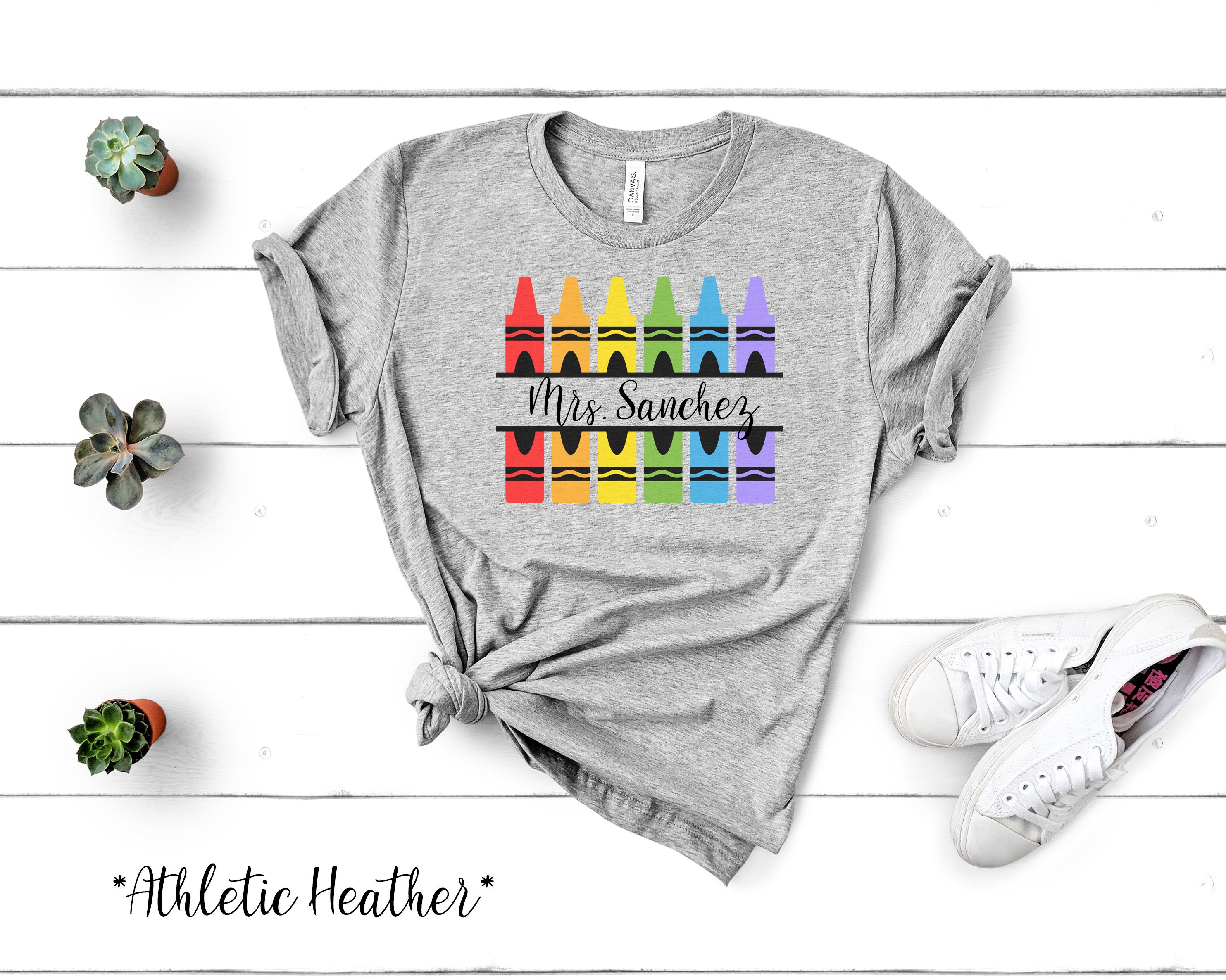 Personalized Crayon Teacher Shirt 