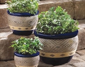 Jade or Cobalt Planter Trio