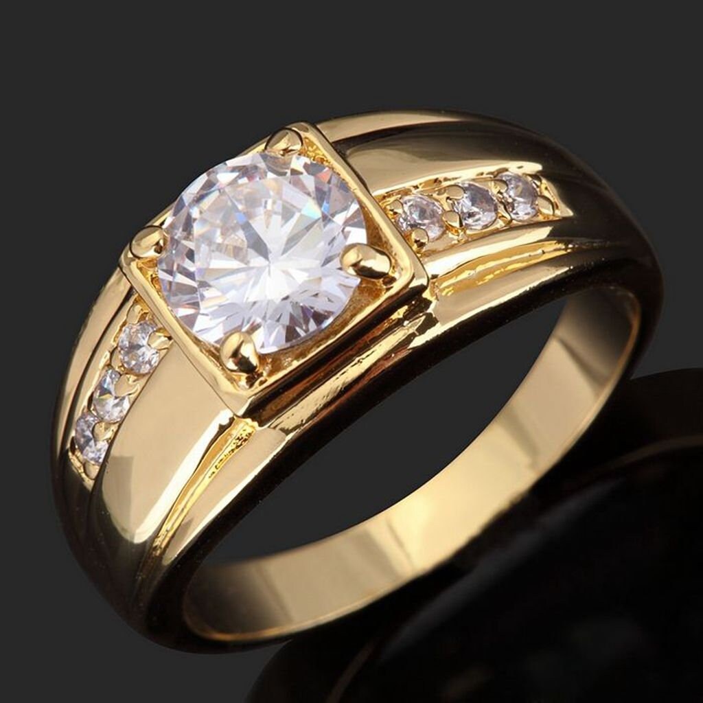 Fashion Jewelry 18K Gold Filled Ring Bridal Luxury Men Wedding | Etsy