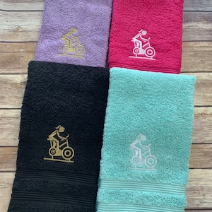 Personalized Gym Towel, Hand Towel, Personalized Gift-Custom Embroidered Cycle Towel, Bike Gift Idea, Fitness towel, Leaderboard name towel
