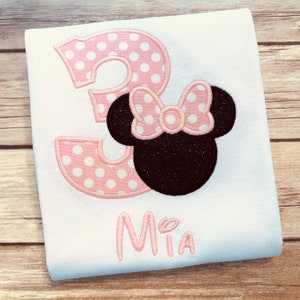3rd Birthday, 1st or 2nd, Minnie Mouse Embroidered T-Shirt, Girls Disney Birthday Outfit, Minnie Mouse Shirt or Onesie