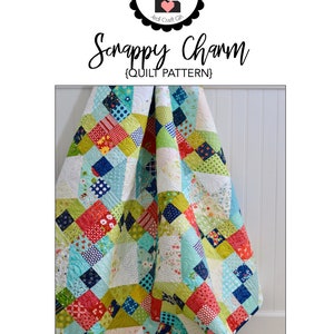 Scrappy Charm PDF Quilt Pattern, Instant DOWNLOAD