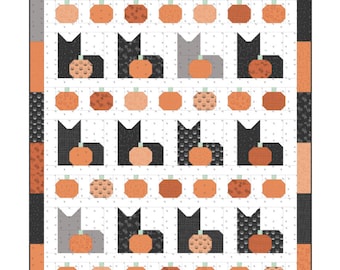 Pumpkins and Cats PDF Quilt Pattern, DOWNLOAD