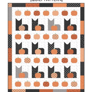 Pumpkins and Cats PDF Quilt Pattern, DOWNLOAD image 1