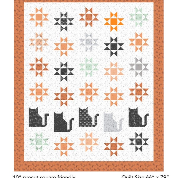 Scaredy Cat Quilt Pattern Hard Copy, Paper Pattern