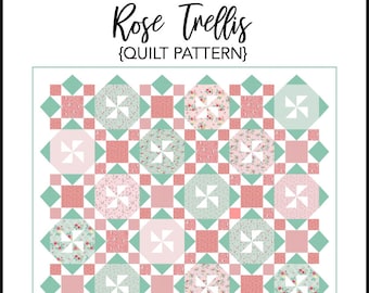 Rose Trellis Quilt Pattern, PDF Pattern, Instant DOWNLOAD