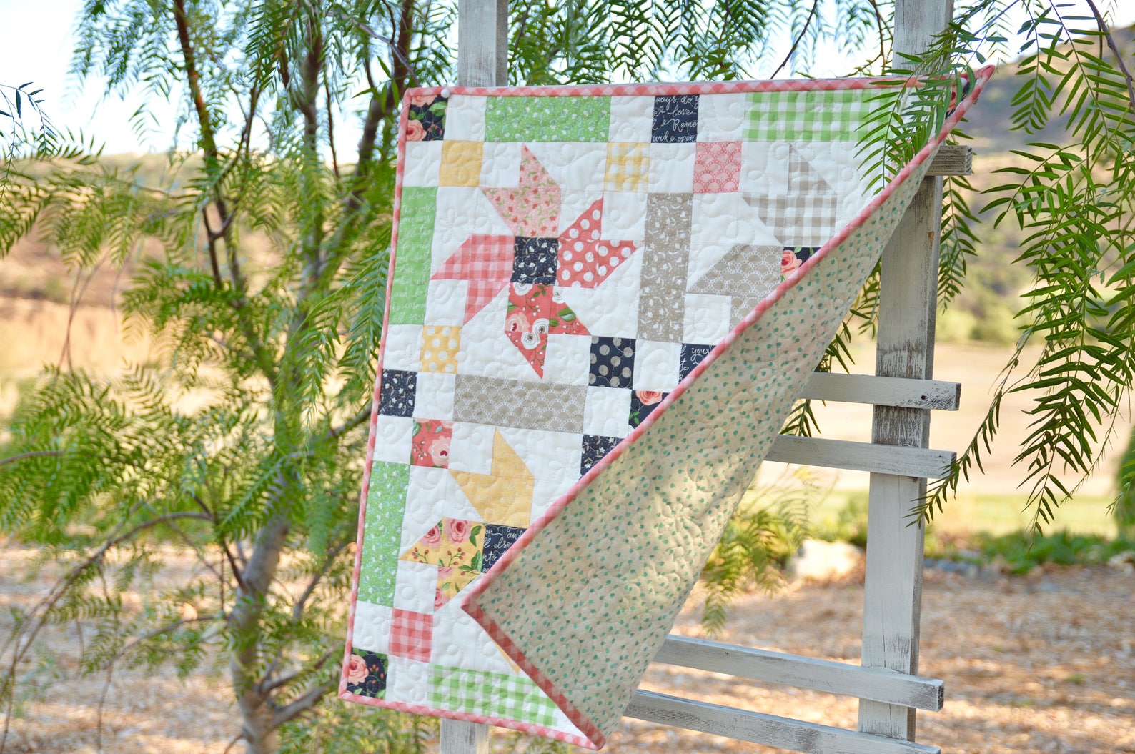 Country Flowers Digital PDF Quilt Pattern Wall Hanging Table Etsy