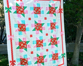 Meowy Christmas Quilt Pattern PDF Download, Christmas Quilt Pattern