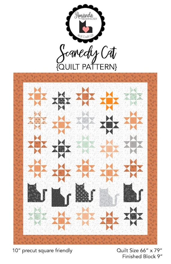 Scaredy Cat Quilt Pattern PDF with bonus GHOST pattern