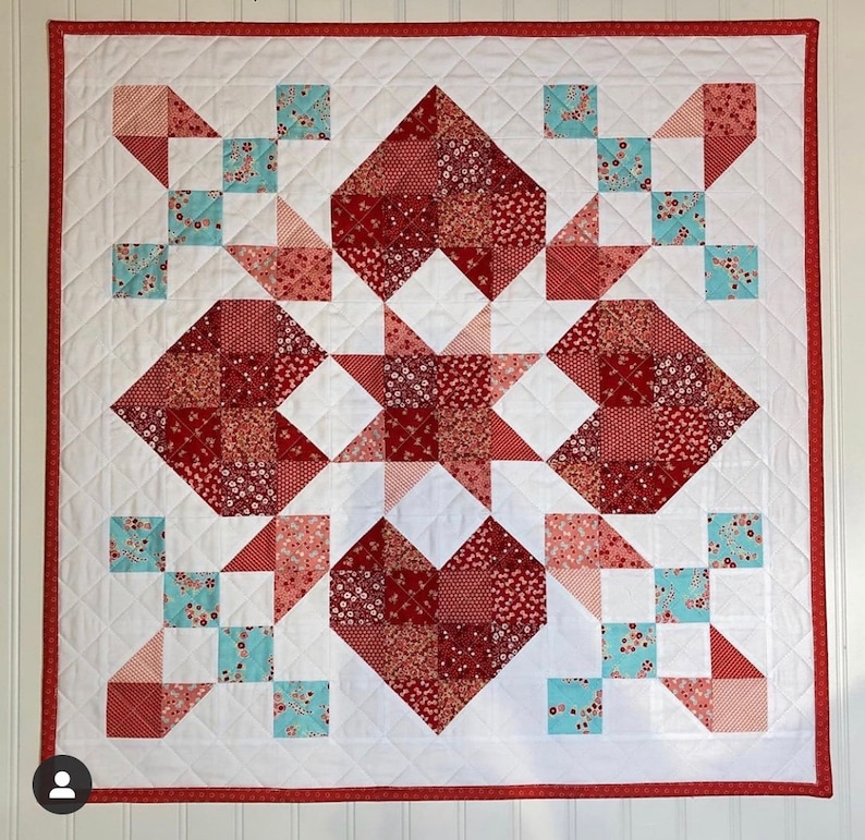 Star Crossed Love PDF Quilt Pattern, Valentine Quilt, Wallhanging image 3