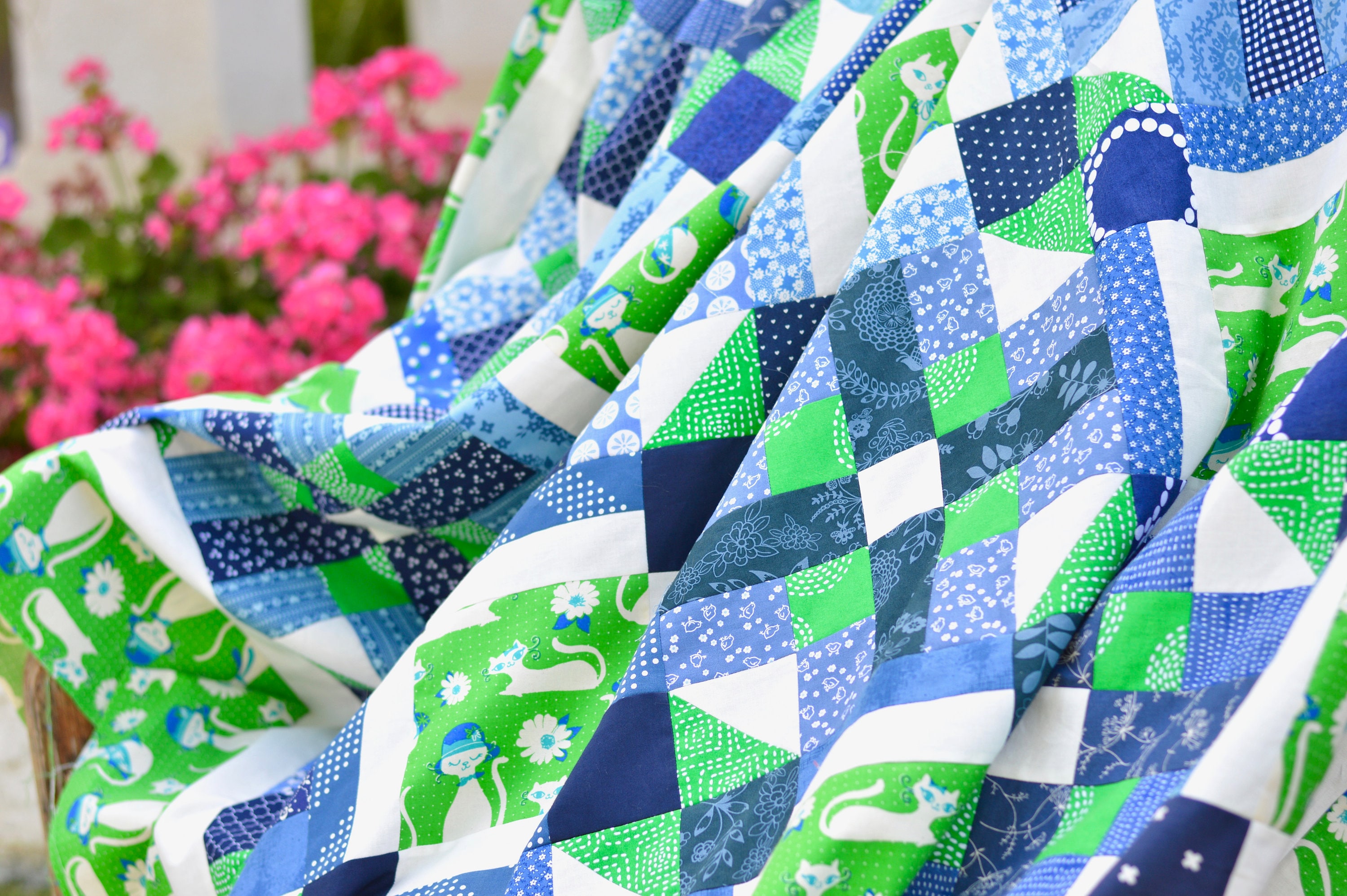 Blue & Green Quilt PDF Pattern Etsy