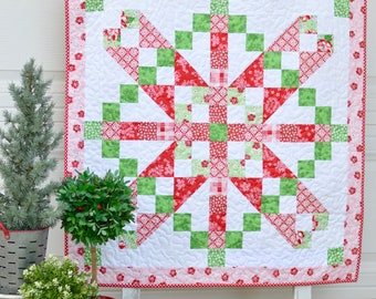 Vintage December Quilt Pattern, PDF Quilt Pattern for Instant Download, Christmas Quilt