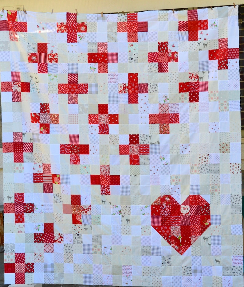 Swiss Kiss PDF Quilt Pattern, Valentine Quilt Pattern, Quilt Pattern image 1
