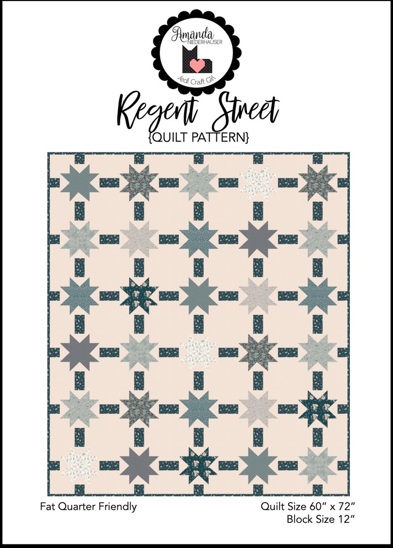 Regent Street Quilt Pattern, PDF Instant Download image 1