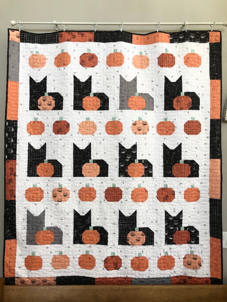 Pumpkins and Cats PDF Quilt Pattern, DOWNLOAD image 2