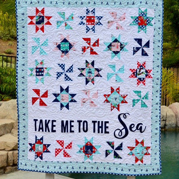 Take Me To The Sea Digital Quilt Pattern featuring Seaside by Riley Blake Designs, PDF Quilt Pattern