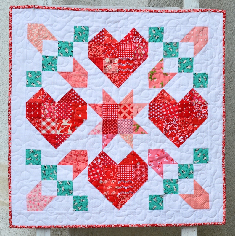 Star Crossed Love PDF Quilt Pattern, Valentine Quilt, Wallhanging image 5