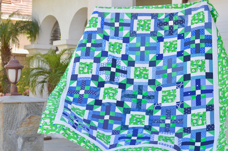 Blue & Green Quilt PDF Pattern Etsy