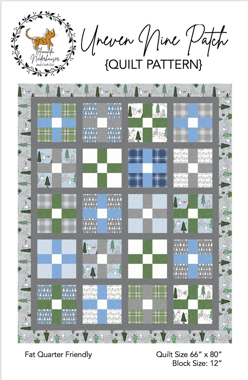 Uneven 9-Patch Quilt PDF Quilt Pattern image 1