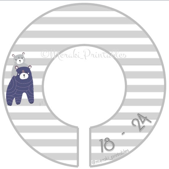 Closet Dividers Baby Organizer Boy Neutral Baby Shower Gift Nursery Printable Download Kids bear blue baby bump cute Il_570xn