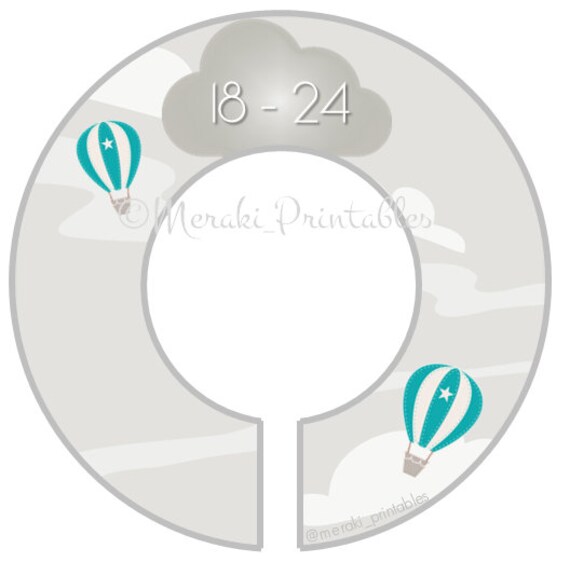 Closet Dividers Baby Organizer Boy Neutral Baby Shower Gift Nursery Printable Download Kids hot air balloons globos aerostaticos Il_570xn