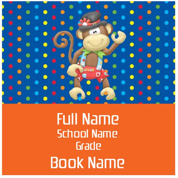 Monkey Circus Animals Back to school name labels stickers Printable Etiquetas escolares regreso a clases pegatinas vuelta al cole Il_570xn