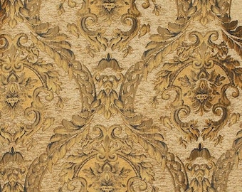 10 Yards Gold and Brown Designer Chenille Damask Fabric, Renaissance Home Decor Upholstery, Drapes, Custom,Fabric by the yard