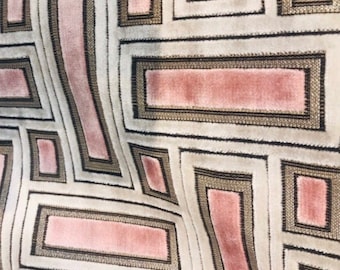 6 Yards Luxury Pink and gray Velvet Fabric,Upholstery Fabric,Drapery Fabric. Geometric Pattern Fabric