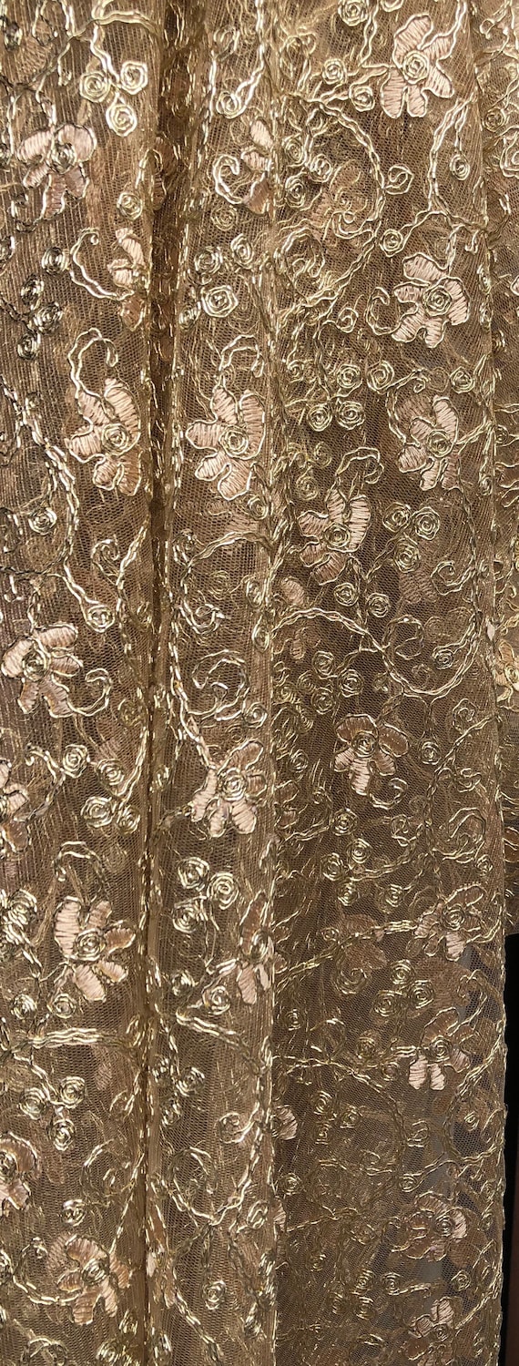 Gold Lace Fabric on Mesh, Evening Dress Bridal Gold Fabric,fabric for Gowns,  Laces - Etsy
