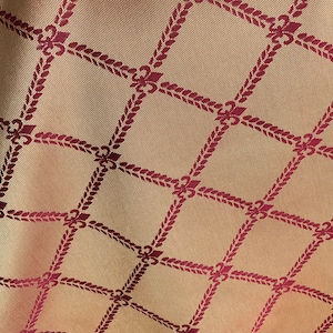 10 Yards Jacquard Upholstery Fabric, Drapery Fabric, Designer&#39;s Choice,Sold By the Yard ,Diamond Print Gold and Burgundy, 58&quot;Wide ,Two Sided