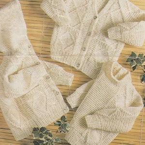 aran cardigans ad jackets for baby and child vintage knitting pattern